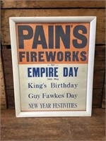 Original Framed Poster Pains Fireworks Guy Fawkes