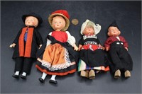 Quartet of Vintage Dutch Dolls
