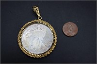 Silver Dollar Pendant with Sterling Setting