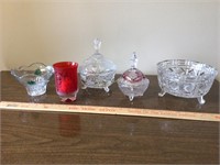 Glassware - bowl, candy dishes, candle holder