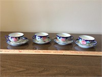 Set of 4 delicate teacups & saucers