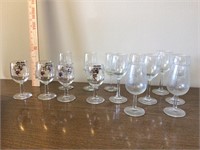 14 stemmed beverage glasses (some sets)