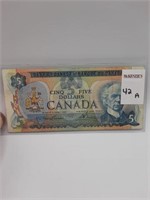 1979 CANADIAN $5 BILL - LAWSON/BOUEY REPLACEMENT