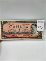 1954 DEVILS FACE $2 CANADIAN BILL – HARD CASE