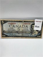 1954 DEVILS FACE ? $5 CANADIAN BILL – HARD CASE