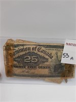 1900 SHIP MASTER 25 CENT NOTE CANADA POOR