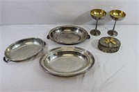 Silver Plated Dishes, glasses & Keepsake Box