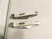 2- PEARL LIKE HANDLE 3-BLADE POCKET KNIVES