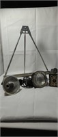 Vintage Brownie Camera, Flashes, and Easel