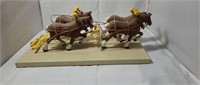 Carved Wooden Clydesdale Horses with Harnesses