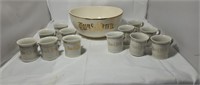 Antique Tom & Jerry Punch Bowl and Cups