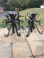 Mid century wrought iron  Gothic candleholder set