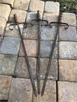 Vintage lot of 3 wrought iron swords wood handles