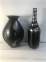 Metal Decorative vases tallest 15”