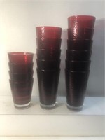 Set of 15 Ruby red plastic cups 4 are smaller