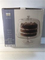 Martha Stewart Glass cake stand with dome in box