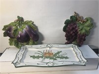 Hand Painted Portugal wall plaque fruit and tray