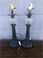 Decorative cast and glass lamps no shades