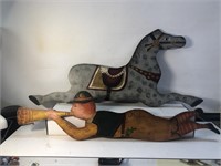 Decorative tile style wall hangers man horse