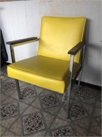 Vintage Mid Century chrome yellow cushion office