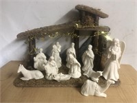 Vintage Christmas Nativity set with manger
