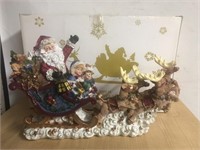 Christmas Santa sleigh reindeer figure 16” with