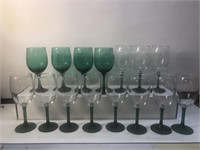 Green and clear green stem wine glasses