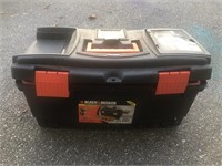 Black and Decker tool box filled with tools