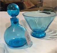 Turquoise Decanter & Bowl