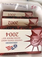 4 Silver Proof Sets 2001-2004
