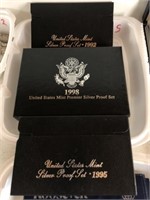 3 Silver Proof Sets- 92, 95 and 98 Premier