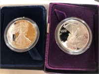 2 Proof Silver Eagles, 1990 and 1996
