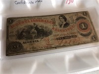 1860'S $1 Augusta, Georgia Confederate Note