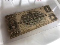 1863 $1 Alabama Confederate Note