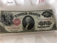 1917 $1 Red Seal Large Note AU/BU