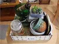 Box of Assorted Plates, Jars