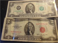 (2) $2 Notes (1) Red Seal