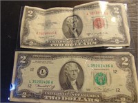 (2) $2 Note and (1) Red Seal