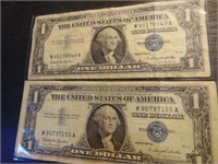 (2) $1 Silver Certificates