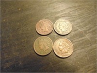 (4) Indian Head Cent Coins