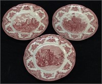 JOHNSON BROS DECORATIVE RED PLATES, DUDLEY