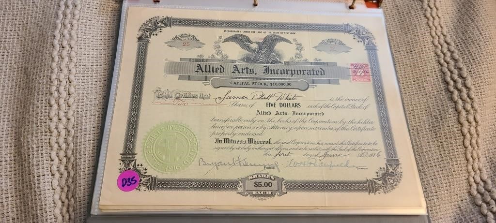 Scripophily Ephemera  Antique / Vintage Stock Certificates