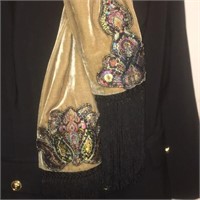 Mary Frances fancy velvet scarf with black fringe