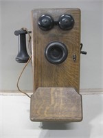 12"x 19"x 8" Vintage Crank Wall Telephone Untested