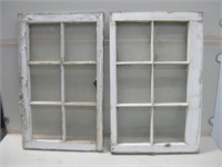 Pair 17"x 27.5" Vintage Wood Pane Windows