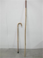 60" Wood Walking Stick & 36" Bentwood Cane