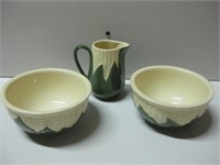 Three Piece Shawnee Corn Pottery Tallest 5"