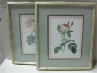 Pair 17.5"x 21" Framed  Rose Prints