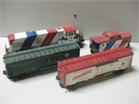 Four Vintage Plastic Railroad Cars Longest 14"