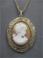 Vintage Cameo Costume Necklace Unmarked